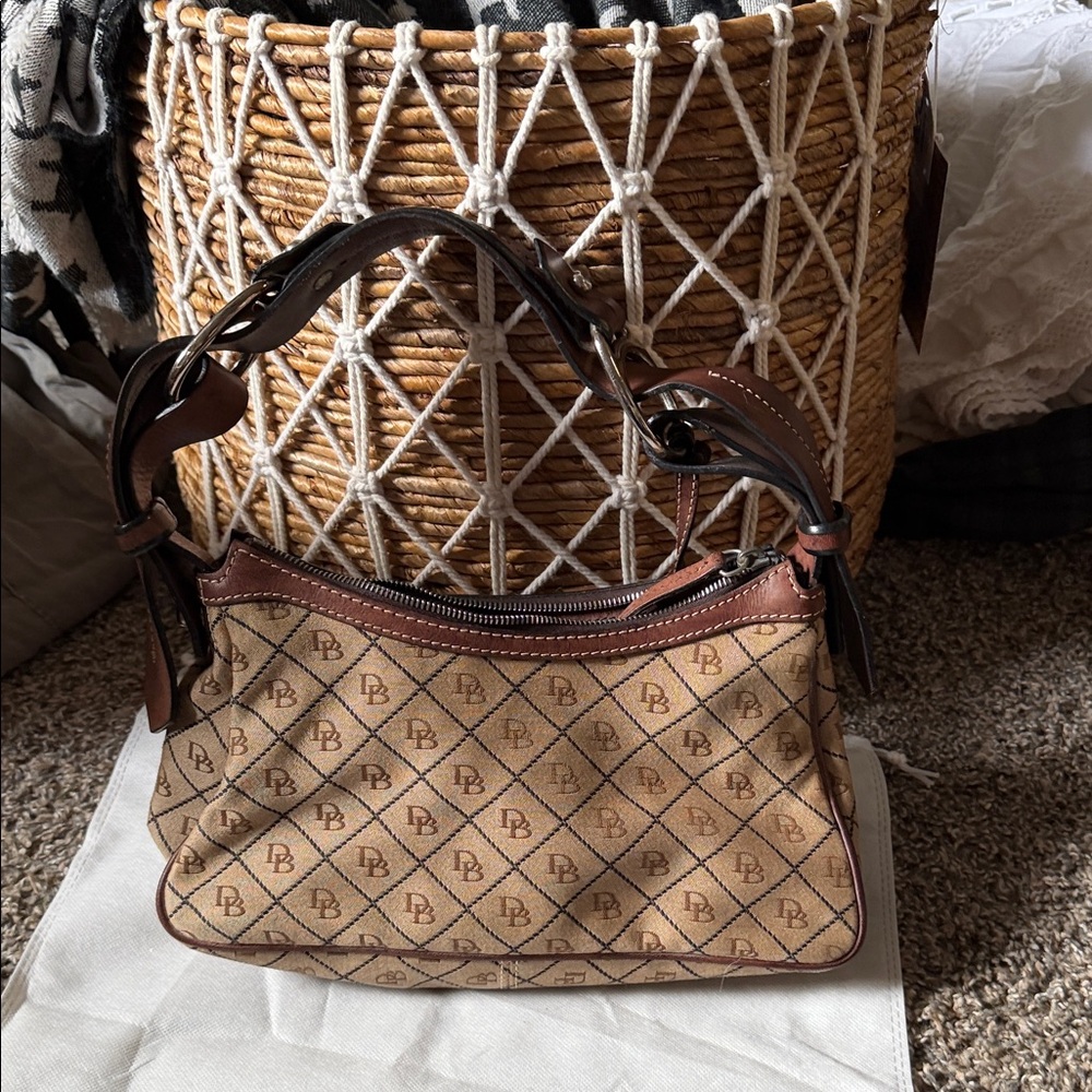 Dooney & Bourke Tan and Brown Shoulder Bag